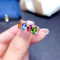 Natural Multi-treasure Crystal Ring Women's Volleyball Ring Copper Opening Ring main image 5