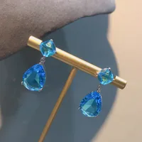 Water Droplets Fashion Copper Artificial Gemstones Earrings Ear Studs main image 4