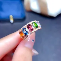 Natural Multi-treasure Crystal Ring Women's Volleyball Ring Copper Opening Ring sku image 1