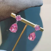 Water Droplets Fashion Copper Artificial Gemstones Earrings Ear Studs sku image 4