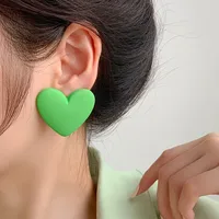 Korean Fashion Love Silver Needle Multi-color Peach Heart Earrings main image 3