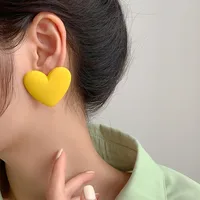 Korean Fashion Love Silver Needle Multi-color Peach Heart Earrings main image 2