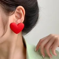 Korean Fashion Love Silver Needle Multi-color Peach Heart Earrings main image 1