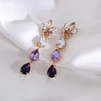 1 Pair Geometric Fashion Metal Rhinestones Drop Earrings main image 2