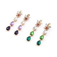 1 Paire Géométrique Mode Métal Strass Boucles D'oreilles main image 5