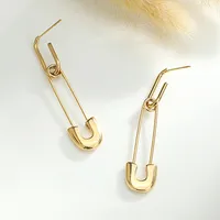 U Shape Retro 304 Stainless Steel No Inlaid Plating Earrings main image 2