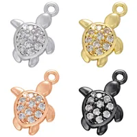 Vente En Gros Pendentif Mini Tortue En Zirconium Blanc Incrusté De Micro main image 1