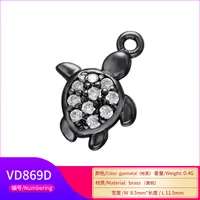 Wholesale Micro Inlaid White Zirconium Mini Turtle Pendant main image 4