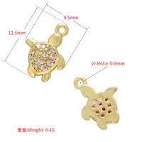 Wholesale Micro Inlaid White Zirconium Mini Turtle Pendant main image 5