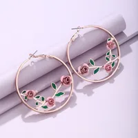 Flower Retro Alloy No Inlaid Plating Earrings main image 4