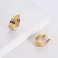 Retro U Shape Plating Stainless Steel No Inlaid 18K Gold Plated Earrings main image 5