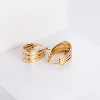 Retro U Shape Plating Stainless Steel No Inlaid 18K Gold Plated Earrings main image 3