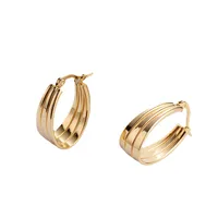 Retro U Shape Plating Stainless Steel No Inlaid 18K Gold Plated Earrings main image 2