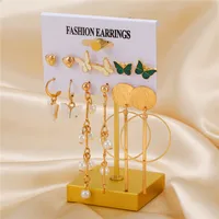 Geometric Fashion Alloy Artificial Gemstones Plating Earrings Ear Studs main image 2