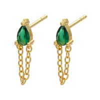 Copper Inlaid Gemstone Earrings sku image 1