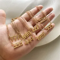 Simple Fashion Angel 000-999 Stainless Steel Number Necklace Wholesale Doublewinwholesale main image 1