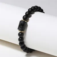 Wholesale Jewelry 12 Constellation Pattern Black Frosted Agate Beaded Bracelet Doublewinwholesale main image 2