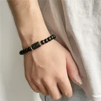Wholesale Jewelry 12 Constellation Pattern Black Frosted Agate Beaded Bracelet Doublewinwholesale main image 3