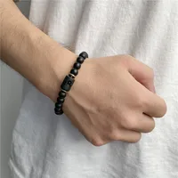 Wholesale Jewelry 12 Constellation Pattern Black Frosted Agate Beaded Bracelet Doublewinwholesale main image 4