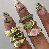 Simple Fashion Multi-layer Eart Drop Wax Color Ring Wholesale Doublewinwholesale main image 1