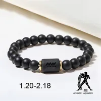 Wholesale Jewelry 12 Constellation Pattern Black Frosted Agate Beaded Bracelet Doublewinwholesale sku image 3