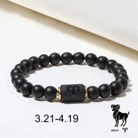 Wholesale Jewelry 12 Constellation Pattern Black Frosted Agate Beaded Bracelet Doublewinwholesale sku image 1
