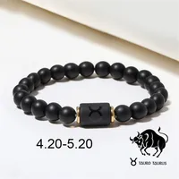 Wholesale Jewelry 12 Constellation Pattern Black Frosted Agate Beaded Bracelet Doublewinwholesale sku image 5