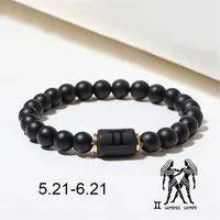 Wholesale Jewelry 12 Constellation Pattern Black Frosted Agate Beaded Bracelet Doublewinwholesale sku image 6
