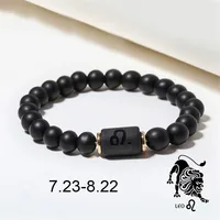 Wholesale Jewelry 12 Constellation Pattern Black Frosted Agate Beaded Bracelet Doublewinwholesale sku image 8
