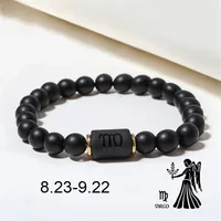 Wholesale Jewelry 12 Constellation Pattern Black Frosted Agate Beaded Bracelet Doublewinwholesale sku image 9