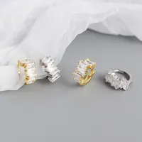 Géométrique Mode Argent Sterling 925 Gemme Placage Des Boucles D'Oreilles main image 3