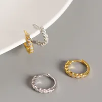 Géométrique Mode Argent Sterling 925 Gemme Diamant Des Boucles D'Oreilles main image 3