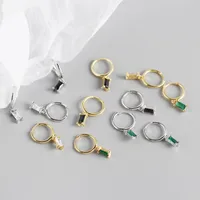 Pendientes De Circonita Rectangular Geométrica De Plata Esterlina S925 Al Por Mayor main image 1