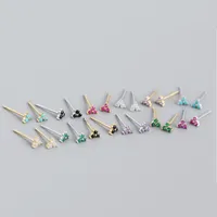 S925 Sterling Silver Geometric Clover Diamonds Earrings Wholesale Doublewinwholesale main image 5