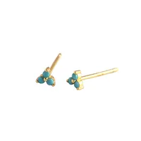S925 Sterling Silver Geometric Clover Diamonds Earrings Wholesale Doublewinwholesale main image 4