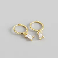 S925 Sterling Silver Geometric Rectangular Zircon Earrings Wholesale Doublewinwholesale sku image 2