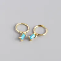 S925 Sterling Silver Geometric Rectangular Zircon Earrings Wholesale Doublewinwholesale sku image 6