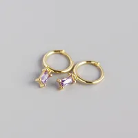 S925 Sterling Silver Geometric Rectangular Zircon Earrings Wholesale Doublewinwholesale sku image 12
