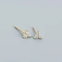 S925 Sterling Silver Geometric Clover Diamonds Earrings Wholesale Doublewinwholesale sku image 2