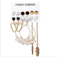 Geometric Vintage Style Artificial Pearl Alloy Artificial Pearls Earrings sku image 12
