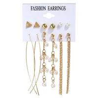 Geometric Vintage Style Artificial Pearl Alloy Artificial Pearls Earrings sku image 6