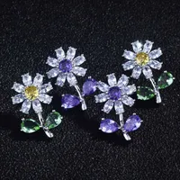 Flower Streetwear Copper Artificial Gemstones Earrings Ear Studs main image 1