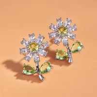 Flower Streetwear Copper Artificial Gemstones Earrings Ear Studs main image 3