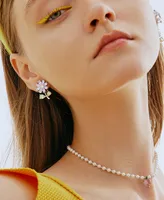 Fleur Vêtement De Rue Le Cuivre Pierres Précieuses Artificielles Des Boucles D'Oreilles Boucles D'Oreilles main image 4