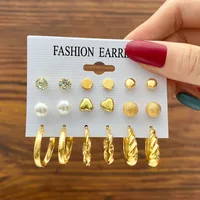 1 Set C Shape Simple Style Classic Style Alloy Artificial Crystal Artificial Pearls Plating Ear Studs main image 1