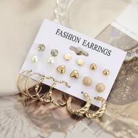 1 Set C Shape Simple Style Classic Style Alloy Artificial Crystal Artificial Pearls Plating Ear Studs main image 2