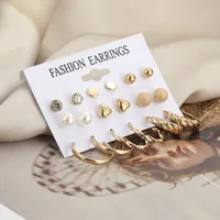 1 Set C Shape Simple Style Classic Style Alloy Artificial Crystal Artificial Pearls Plating Ear Studs main image 4