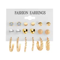 1 Set C Shape Simple Style Classic Style Alloy Artificial Crystal Artificial Pearls Plating Ear Studs main image 5