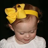 European And American Children's Handmade Solid Color Alice Flower Bow Baby Headband main image 5