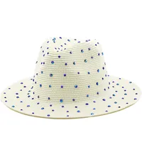 Fashion Rhinestone Simple Outdoor Travel Seaside Sunscreen Big Eaves Straw Hat main image 2